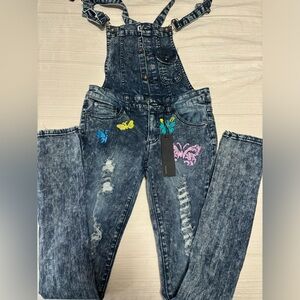 Girls Jean Romper with butterflies. Brand new with tags. Overalls jumper
